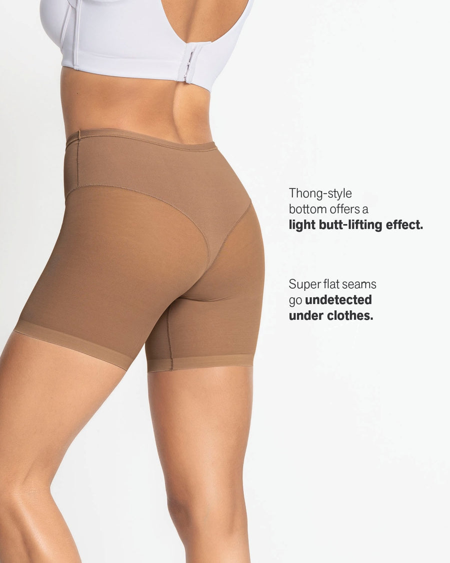 Leonisa Stay-in-Place Seamless Slip Short in Brown - Busted Bra Shop